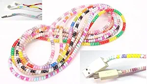 Smile Pick Colorful Girls Favourite Spring Protective Sleeve USB Mobile Tablet TPU Spiral Cord Protector for iPhone/Android Charger Earphone Cords.3 Pieces(Each as 50 cm Covers 1.5 M Length Aprox)