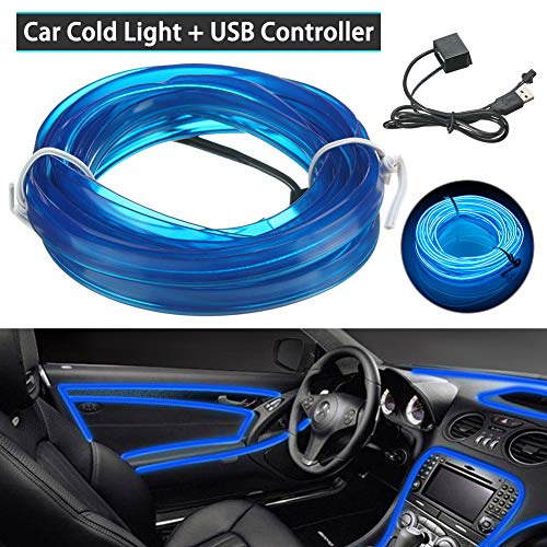 DEBBD 3M USB Blue LED Light Glow EL Wire String Strip Rope Tube Car Interior Decor 5V