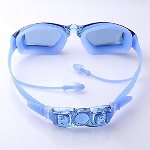 Swimming Bundle,Victpower Swimming Goggles+Silicone Swim Cap +Nose Clip+Ear Plug+Case,No Leaking Mirrored Coated Lenses Anti Fog 100% UV Protected Swim Goggles for Men Women Teenagers Blue