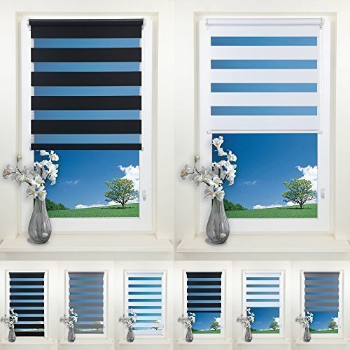 Rapid Teck® Duo Rollo Doppelrollo Grau 60cm x 150cm ohne Bohren Klemmfix Seitenzugrollo Kettenzugrollo Vario Jalousie
