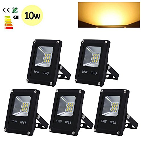 Hengda® 5X 10W Blanco Cálido LED Foco proyector Exterior LED Resistente al agua Floodlight IP65