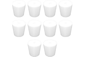 Labasics 10PK Tappi in Silicone Solido #5 - Dimensioni: Bottiglia 2,1 cm, Superiore 2,8 cm, Lunghezza 3,1 cm - Tappi Sigillanti Bianchi Conici per Laboratorio