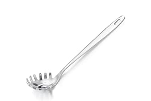 Kerafactum, mestolo per la pasta, per gli spaghetti, forato, in acciaio inox lucido, 30 cm, lavabile in lavastoviglie