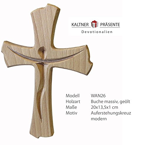 Kaltner Präsente Geschenkidee – Wandkreuz Echt Buche Holz Kreuz Kruzifix für die Wand 20 cm modern - 2