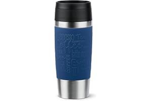 Emsa N20203 Travel Mug Classic Isolierbecher 0,36 Liter | neuer Komfort-Schraubverschluss | Edelstahl | 4h heiß und 8h kalt | 100% dicht | spülmaschinenfest | 360°-Trinköffnung | Dunkelblau