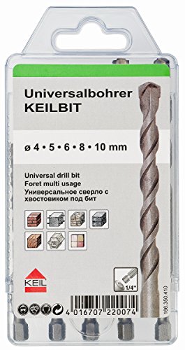 KEIL 166 260 410 Schlagbohrersortiment Universalbohrer KEILBIT, 5-teilig, Ø 4,0+5,0+6,0+8,0+10,0 mm, in MultiPack - 2