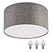 Price comparison product image SEBSON Grey Fabric Ceiling Lamp with E27 LED Light Bulb 5 W Warm White Light Round Ceiling Light Diameter 40 cm