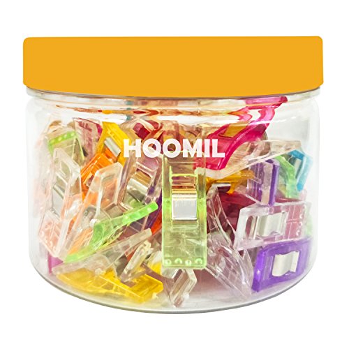 HOOMIL 50 Stück Nähklammern 27 * 11.5 mm Nähen Klammern Zubehör für Nähen, Quilting Clips, Basteln, Häkeln, Klammern, Stricken etc – H3106 (7 Farben) - 6