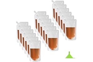 Flintronic 18PCS Paquete Bolsas para Bebidas, 500ML, Frascos de Plástico Reutilizables, Bolsas Ocultas para Bebidas, para Festivales, Viajes, Camping, Picnic, Fiestas