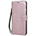 Produktbild Docrax OnePlus 6 Lederhülle, Handy Hülle Leder Klappbar Brieftasche Schutzhülle mit Kartenfach Magnetisch Stoßfest Handyhülle Flip Case für OnePlus6 - DOKTU47202 Rosa Gold