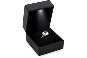 KMKANPO Caja de anillos,Light Ring Box,Jewelry Box,Caja de regalo de joyería,caja de almacenamiento,para Boda, propuesta,Compromiso,Aniversario(Negro)