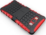Samsung Galaxy A7(2015) / A7000 Hülle Nnopbeclik Hybrid 2in1 TPU+PC Schutzhülle Cover Case Silikon Rüstung Armor Dual Layer Muster Handytasche Backcover 360-Grad-Drehung ständer stoßfest Handy Hülle Tasche Schutz Etui Schale Bumper Pour Samsung Galaxy A7(2015) / A7000 5.5 Zoll [Schwarz+Rot] - 3
