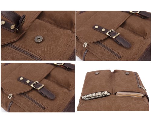 Vintage Canvas Laptop(15 Zoll) Rucksack Schultasche Unitasche,29 x 43 x 12cm(B x H x T) Schwarz - 7