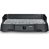 Severin Electric Barbecue, Table Barbecue, Stainless Steel, 2000W | 200 &deg;C max, fast heating, dimmer, for balcony use, easy c