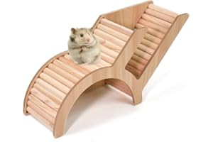 Huucozn Hamsterhaus Hamster Zubehör Hamster Haus aus holz Hamsterhaus Spielzeug Mehrkammer 34.5x10x15cm cm Haus Versteck Kauspielzeug Mehrkammernhaus für Mäuse Zwerghamster Chinchillas Rennmäuse