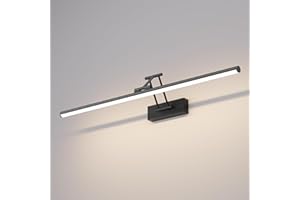 Klighten LED Lámpara de Espejo LED 70cm, Lámpara de Espejo 24W 1650 LM,Lamparas Espejo Giratorias para Baño IP44,Aplique de Espejo de Baño,Blanco neutro 4000K, Negro
