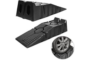 ‎YUENFONG YUENFONG 2 Stück Auffahrrampe Kunststoff Rampe, KFZ Rampe Verladerampe bis 2,5 Tonnen,für Auto Reparatur Zentrum Garage Parkplatz(90×31×22,5 cm, Schwarz)