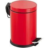 Vinoks Premium Series 5 Liter Volume Stainless Bathroom-Kitchen Pedal Trash Can Red, 5l