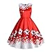 Produktbild Weihnachten Kleider Damen Abendkleid Ballkleid Cocktail Party Swing Rockabilly 1950er Vintage Elegant Hepburn Hochzeit Spitzen Brautjungfern, Santa Snowman Xmas Deer Retro(33,Small)