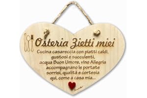 DACL'ART Targa a forma di cuore in legno compensato di pioppo "Osteria zietti miei"