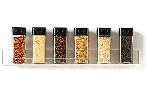 Mify Estante para tarros de especias para montaje en pared, estantes transparentes para condimentos, herramientas de cocina