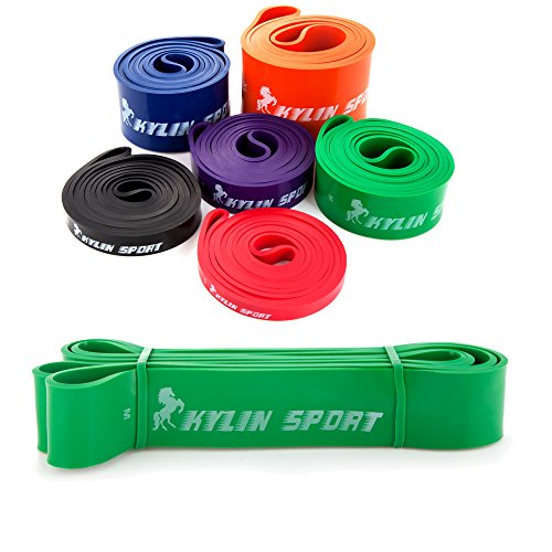Bandas de resistencia de Kylin Sport para asistencia de flexiones, entrenamientos, yoga, pilates, estiramientos, Crossfit, gimnasia y levantamiento de pesas, RB01, Green - 50 to 125 Pounds (1.75 