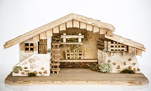 Holz und Gartentrends Weihnachtskrippe Krippe Krippenstall Weihnachten Weihnachtskrippen Tischkrippen Krippenfiguren (Weihnachtskrippe W03)