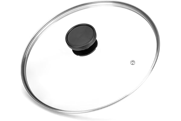 Alluflon Couvercle en Verre Trempé avec Rebord en Acier Inoxydable, Résistant aux Hautes Températures, Compatible Lave-Vaisselle, 24 cm