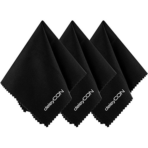 deleyCON PREMIUM Mikrofaser Reinigungstücher - 3 Stück - 19x20cm - Reinigung von Brillen, Kamera-Objektiven, Smartphones, Tablets, Displays