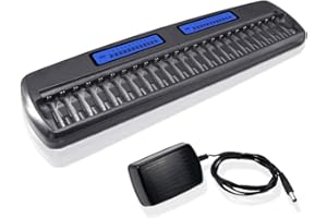 CITYORK Chargeur de Batterie LCD Universel Chargeur de Piles 24 Slots pour AA AAA Piles Rechargeables Ni-MH Ni-CD avec décharge et Protection IC intégrée