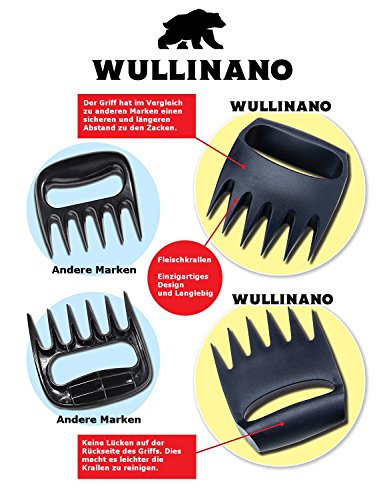 Premium Pulled Pork Gabeln Wullinano + GRATIS Pulled Pork Rezepte (E-Book) – Hochwertige Bären Fleischgabeln perfekt für Pulled Pork – optimaler Küchenhelfer zum Zerstückeln von Fleisch - 6