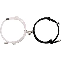 Braccialetti Magnetici Coppia - Acciaio Inox, Regolabili, Con Cuore Magnetico