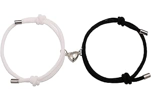 BSOEPNR Couple Magnetic Bracelets, Relationship Bracelet Couple Gifts for Boyfriend Girlfriend Men Women and Your Lover, 2 PCS Mutual Matching Couple Bracelets with Love Heart Pendant