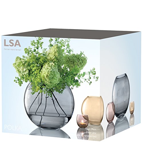 LSA International Polka Vase 24 cm grau - 5