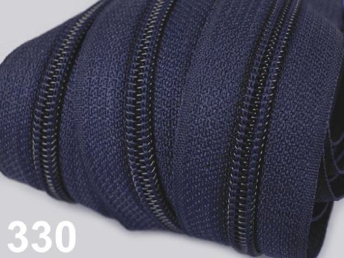 5m Reißverschluss endlos 3mm spiralförmig + 15 Zipper #330 marine(0,79€/m)