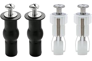 VILAGI 4Pcs Toilet Seat Fittings,Toilet Seat Screws,Universal Toilet Lid Seat Hinges Bolts Fixings Expanding Rubber Top Nuts Screw Fix WC Blind Hole Fittings,Toilet Seat Fixings and Fixtures Replacement Kit