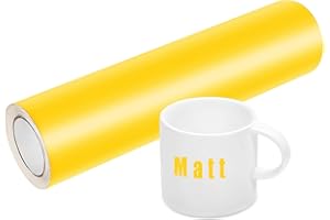 BOSADA Vinylfolie Plotter, 30x400cm Selbstklebende Folie,Plotterfolie Vinyl für Cricut, Silhouette Cameo 4,Bastelprojekte,Tasse, Fenster, Keramik, Kunststoff (Matte Gelb)