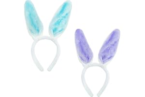 CQQNIU 2 orecchie da coniglietto colorate in peluche, accessori decorativi con orecchie da coniglietto pasquale, accessori decorativi, accessori per feste cosplay per adulti e bambini