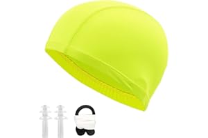 DHSBGWSX 1 gorro de natación de color liso, 1 par de pinzas para la nariz, 1 par de tapones para los oídos, gorro de natación con protección auditiva impermeable, gorro de natación para protección del cabello,