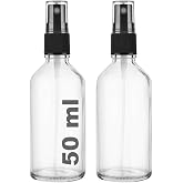 50 ml Kapaklı Siyah Sprey Şeffaf 50 Cc Fısfıs Kolonya Dezenfektan Şeffaf Cam Şişe 2 Adet (Şeffaf Şişe | Siyah Sprey, 50 ml)