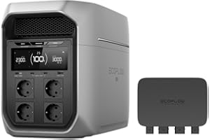 Station électrique portable EF EcoFlow DELTA 3 Max Plus 2048 Wh, capacité jusqu'à 10 kWh, LiFePO4, sortie CA 3000 W, charge 0 à 80% en 47 min, ASI 10 ms, générateur solaire pour maison, camping, RV