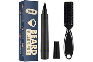 Yusat Beard Pen,Forked Four-Head Beard Filling Pen Kit,Beard Styling Pencil Filler and Beard Brush,Beard Styling Tool Beard Accessories for Men Long Lasting Coverage/Natural Finish Beard/Water Proof