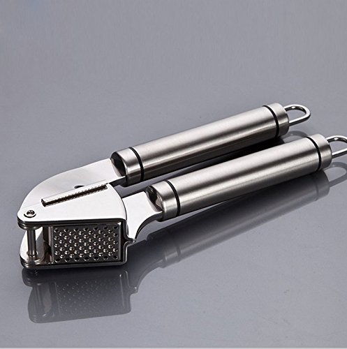 PROFI Knoblauchpresse Edelstahl mit GRATIS(!) Knoblauchschäler – (Edles Design ausgelegt auf absolut leichte Reinigung!) | Presse für Knoblauch & Ingwer (Spülmaschinenfest) - 4