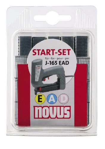 Novus Startset für Elektrotacker J-165 EAD mit 300 Typ J Nägeln, 1000 Typ 53/8 Feindrahtklammern und 600 Typ 53F/18D Flachdrahtklammern mit D-Spitze, Heftmittel für zahlreiche Anwendungen, 042-0653