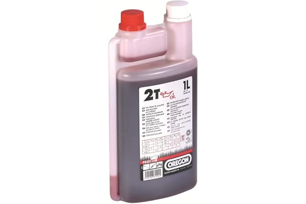 Oregon 1 liter 2-takt olja med dosering för bensindrivna motorsågar, trimmers, lövblåsar etc.