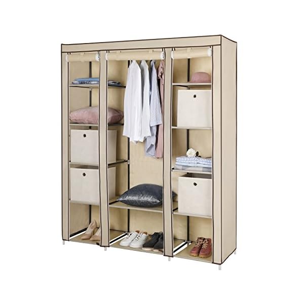 SONGMICS Armoire de rangement, Penderie pliable en tissus, Garderobe
