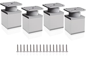 Rusoz Adjustable Furniture Legs, 4 Pcs Cabinet Legs 50mm Adjustable Height 0-20mm Aluminum Alloy Table Legs for Desk,Sofa and DIY Furniture