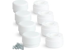 F!XBL Nóżki meblowe regulowane nóżki do mebli, Ø 55 mm, wysokość 23-35 mm, zestaw 8 nóżek meblowych, okrągłe, białe