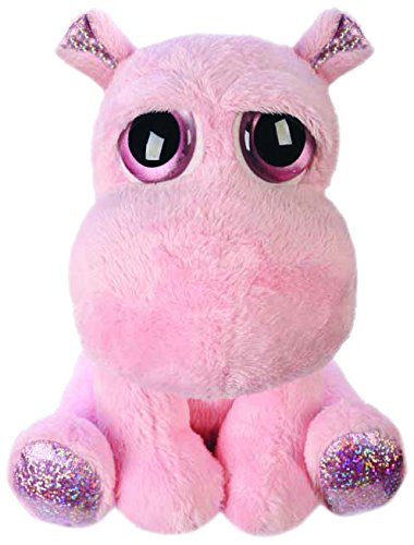 Suki Gifts Lil Peepers Fun Holly Pink Hippo Plush Toy with Pink Sparkle Accents (Medium, Pink)