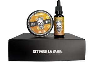 Man's Beard - Coffret Barbe et Moustache - Baume De Barbe 90ml Et Huile à Barbe Parfumé Vanille Mangue 30ml – Ingrédients d’origine Naturelle - 100% Fabrication Française